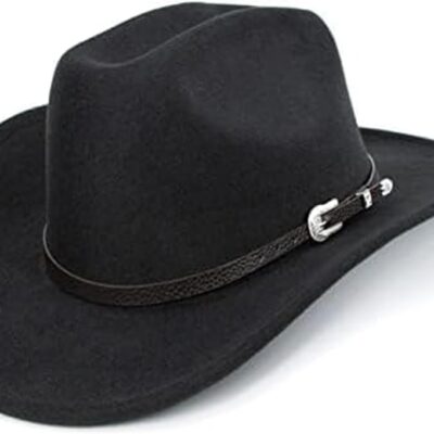 Western Cowboy Fedora Hat Roll Up with Buckle Belt Unisex