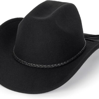 Western Cowboy Fedora Hat Roll Up with Buckle Belt Unisex