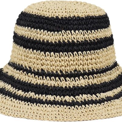 Women Hand-Woven Crochet Straw Wide Brim Foldable Bucket Hat