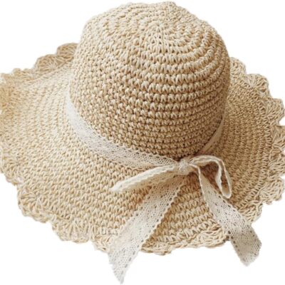 Women Straw Wide Brim Packable Bucket Hat UPF 50+