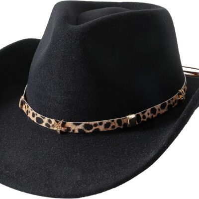 Kids Western Cowboy Hat Wide Brim with Leopard Band