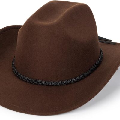 Western Cowboy Fedora Hat Roll Up with Buckle Belt Unisex