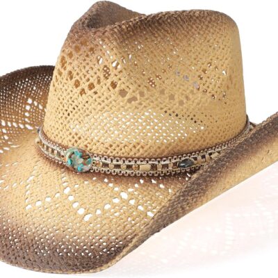 Straw Cowboy Hat Wide Shapeable Brim for Women