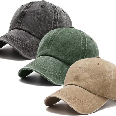 Washed Cotton Twill Baseball Cap Adjustable Low Profile Vintage Unisex