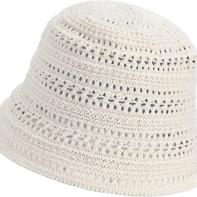 Women Mesh Woven Foldable Bucket Sun Hat